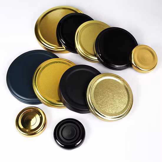 Custom 38mm 43mm 48mm 53mm 58mm 63mm 70mm 82mm Honey Packaging Metal Lug Caps Metal Lug Lid with PVC Liner